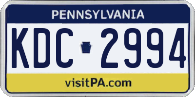 PA license plate KDC2994