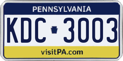 PA license plate KDC3003