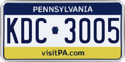 PA license plate KDC3005