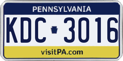 PA license plate KDC3016