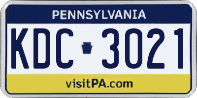 PA license plate KDC3021