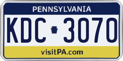 PA license plate KDC3070