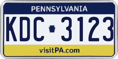 PA license plate KDC3123