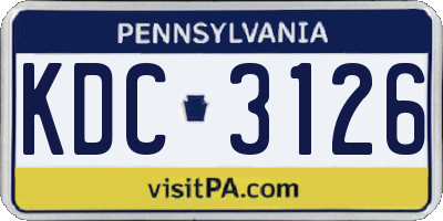 PA license plate KDC3126