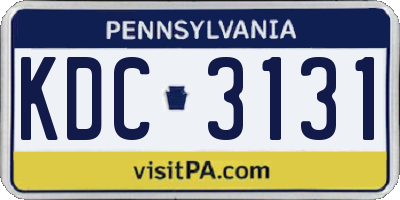 PA license plate KDC3131