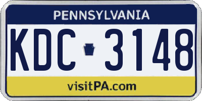 PA license plate KDC3148