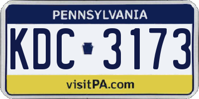 PA license plate KDC3173