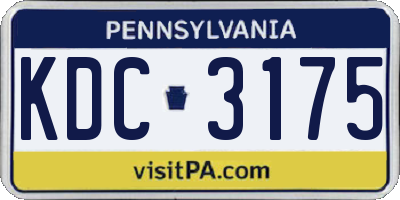 PA license plate KDC3175