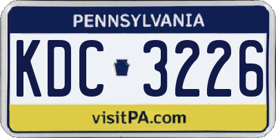 PA license plate KDC3226
