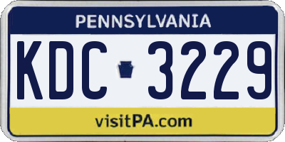 PA license plate KDC3229