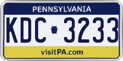 PA license plate KDC3233