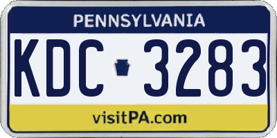 PA license plate KDC3283