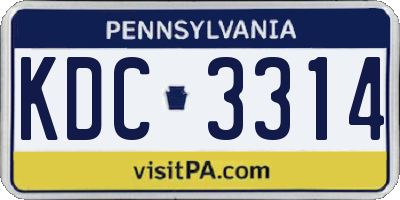 PA license plate KDC3314