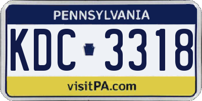 PA license plate KDC3318