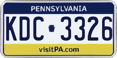 PA license plate KDC3326