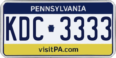 PA license plate KDC3333