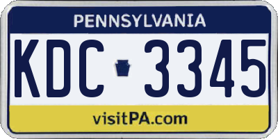 PA license plate KDC3345