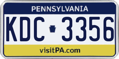 PA license plate KDC3356