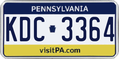 PA license plate KDC3364