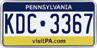 PA license plate KDC3367