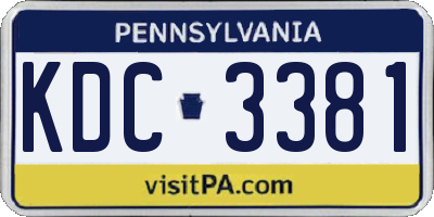 PA license plate KDC3381