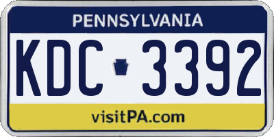 PA license plate KDC3392