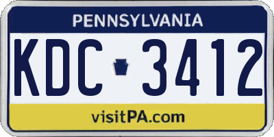 PA license plate KDC3412