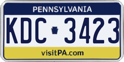 PA license plate KDC3423