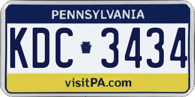 PA license plate KDC3434