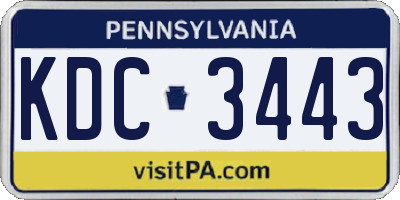 PA license plate KDC3443