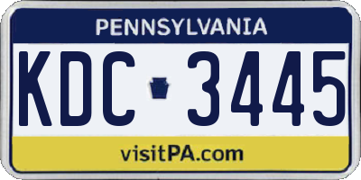 PA license plate KDC3445