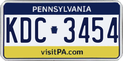 PA license plate KDC3454