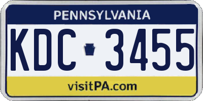 PA license plate KDC3455