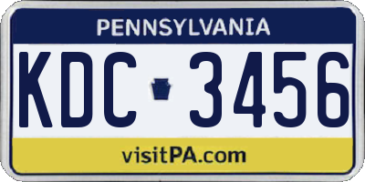 PA license plate KDC3456