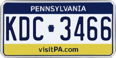 PA license plate KDC3466