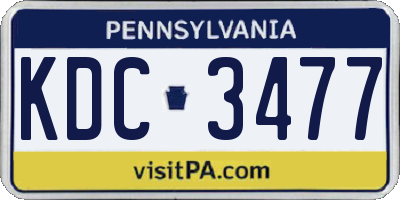 PA license plate KDC3477