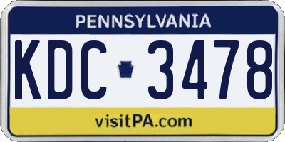 PA license plate KDC3478