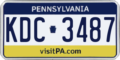 PA license plate KDC3487