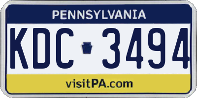 PA license plate KDC3494