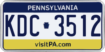 PA license plate KDC3512