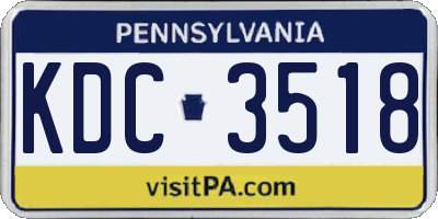 PA license plate KDC3518
