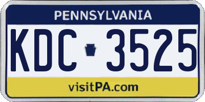 PA license plate KDC3525