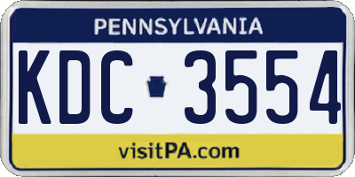 PA license plate KDC3554