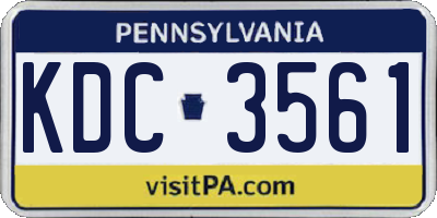 PA license plate KDC3561