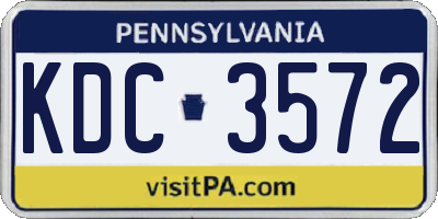 PA license plate KDC3572