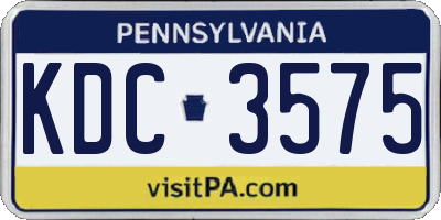 PA license plate KDC3575