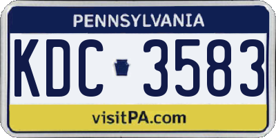 PA license plate KDC3583