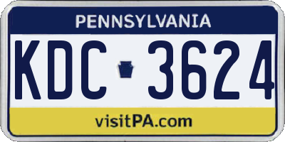 PA license plate KDC3624