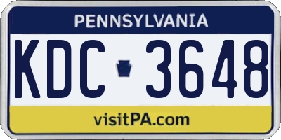 PA license plate KDC3648