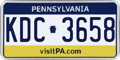 PA license plate KDC3658